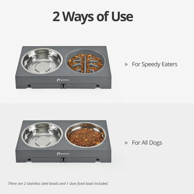 Detalle 2 de Petace Comedero Perro Elevado 2x1200ml 1x800ml 🐾