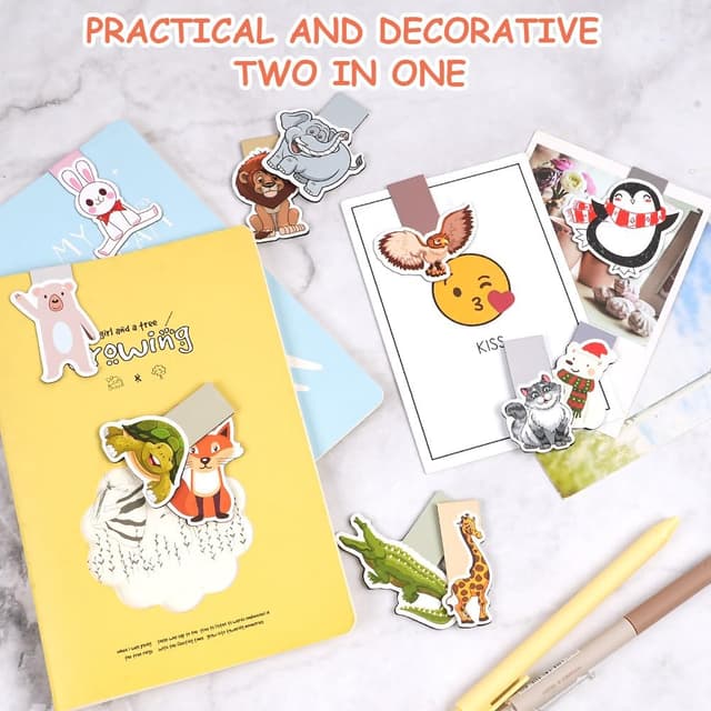 Thumbnail 6 de AUYAO set da 12 segnalibri magnetici con clip e design a fumetti