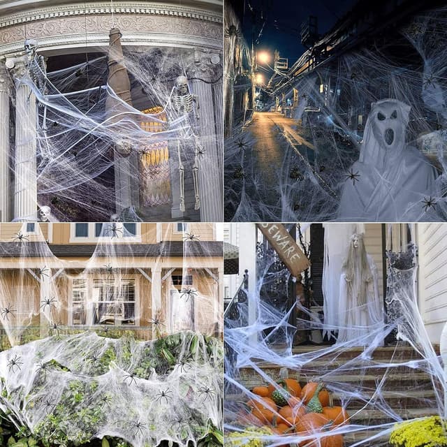 Detalle 2 de Halloween Spinnennetz Dekoration 100 g mit 20 Spinnen 🕷