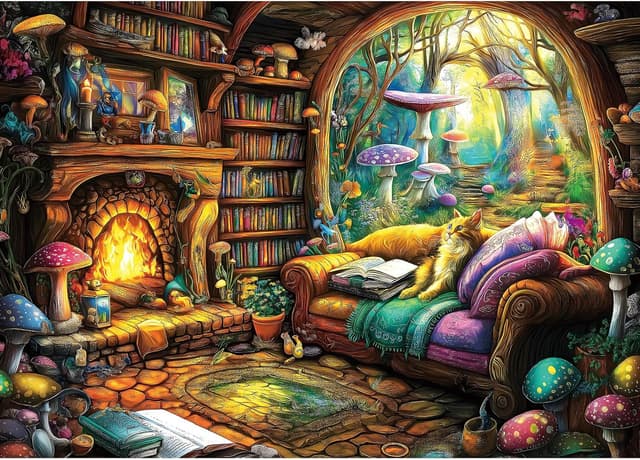 Detalle de Blueforest 1000-piece Fantasy Mushroom Puzzle 🧩