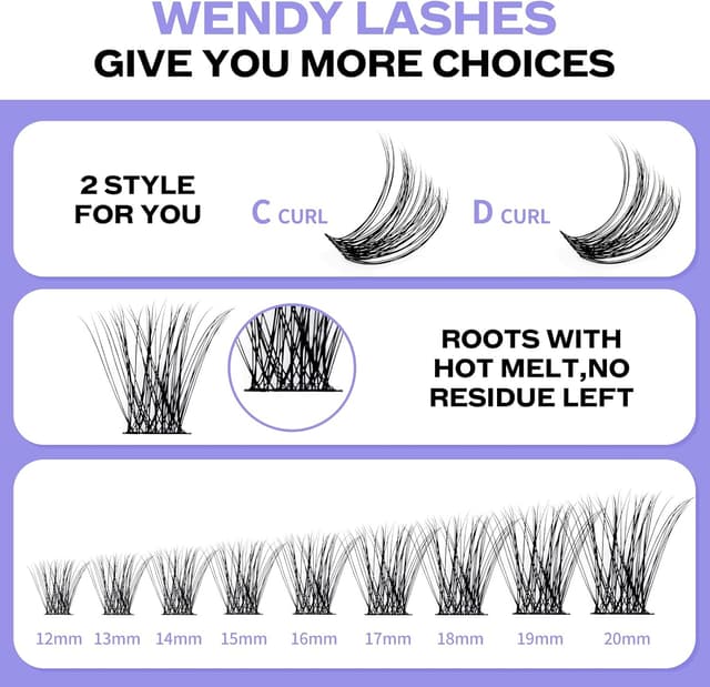 Thumbnail 3 de Pestañas C Curl C3+C9 en Racimo 12-16mm Kit DIY