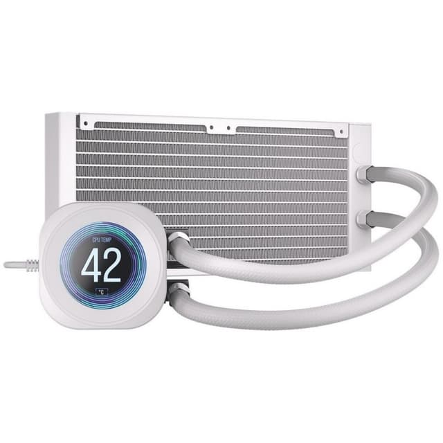 Detalle de Corsair Nautilus 240 RS LCD refrigeración líquida todo en uno de 240 mm con 2 ventiladores PWM IPS (blanco)