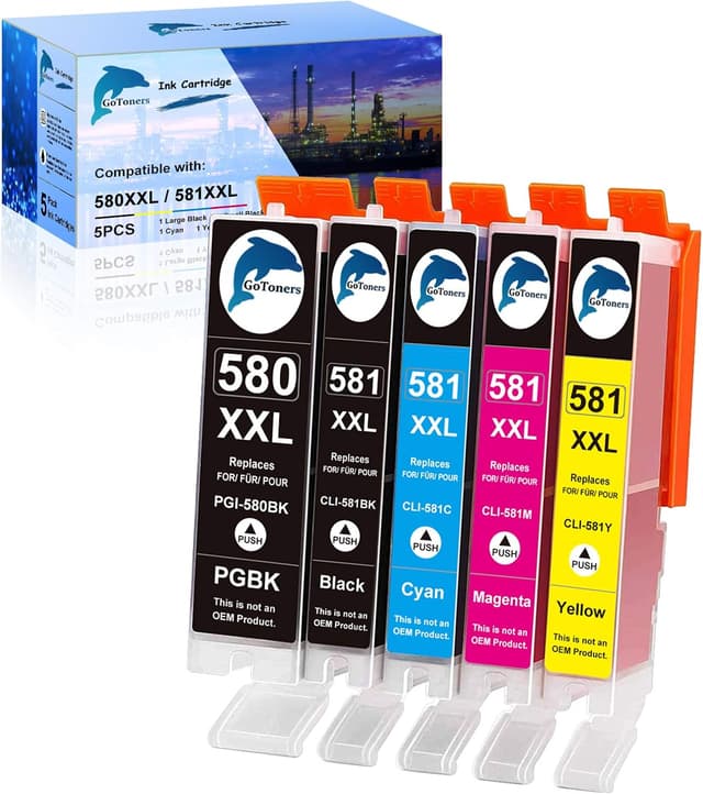 Detalle de GoToners XXL Patronen kompatibel für Canon 580/581 – 5er-Pack 🖨