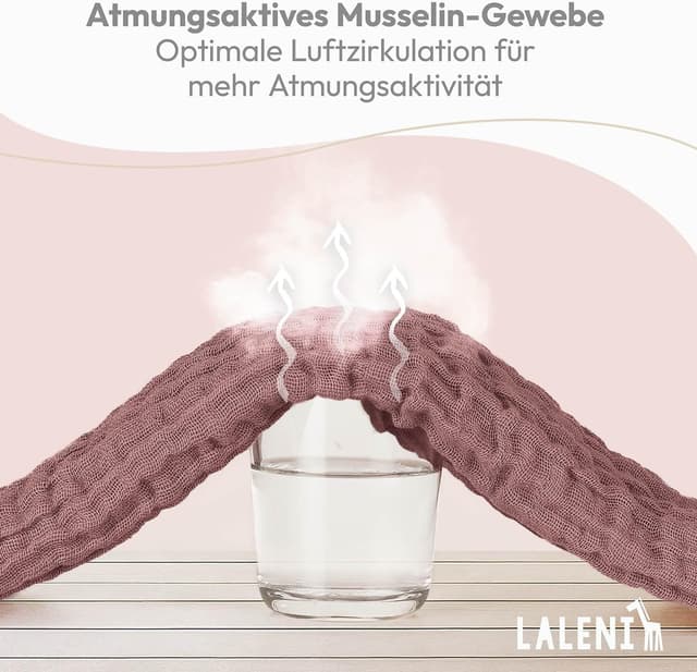 Detalle 2 de Laleni Spucktücher Baby 5er-Set aus reiner Baumwolle (Musselin) – schadstofffreie Mulltücher 70x70, rosa