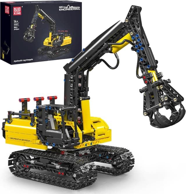 Detalle de Mould King 17077 Technik Pelle chenillée avec pince hydraulique en bois (version statique)