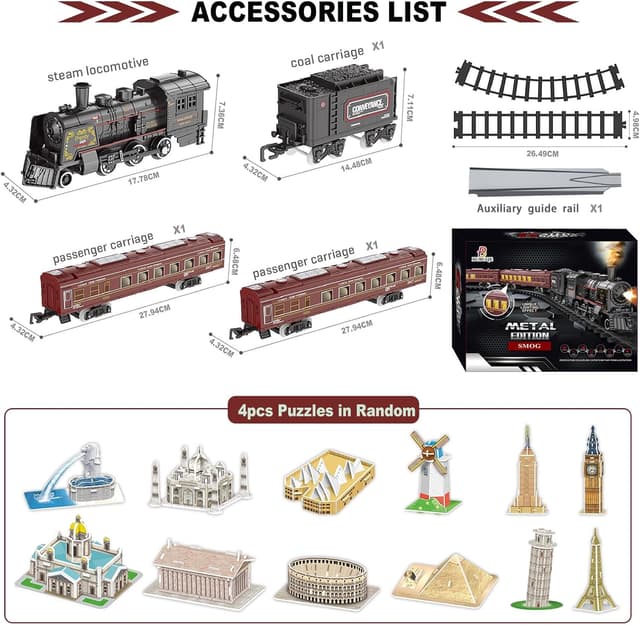 Thumbnail 3 de Electric Train Set Metal Alloy with Lights 3+ 🚂