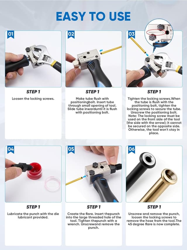 Detalle de Wvoillty kit outil double sertissage pour conduites de frein DIN Ø 4,75 mm (3/16")