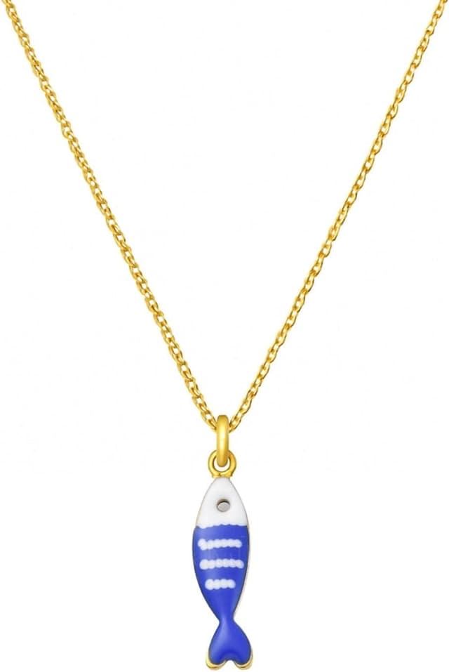 Detalle de happymaker Edelstahlkette Damen Gold mit Fisch- oder Krebs-Anhänger (18k vergoldet), größenverstellbar & wasserfest