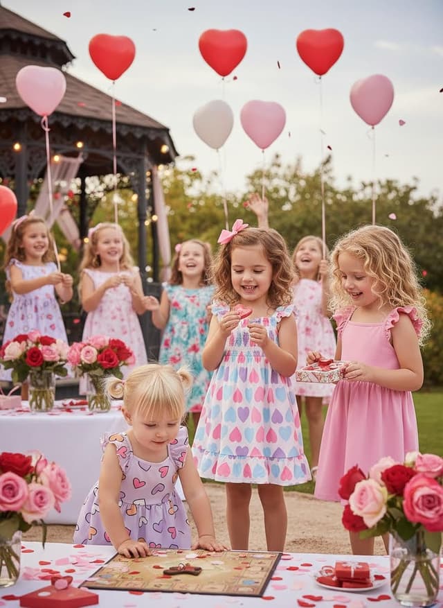 Detalle de PATPAT Multipack Girl Toddler Dresses (Heart Prints, Flamingo Stripes, Sleeveless)