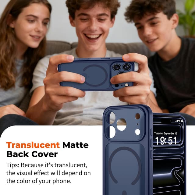 Thumbnail 6 de zapica Magnetic iPhone 17 Pro Max Case (Deep Blue) with Camera Protection & Tempered Glass Screen Protector