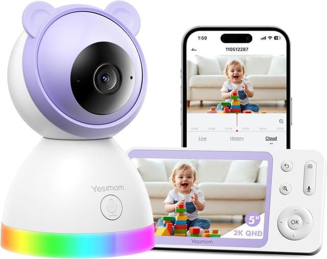 Detalle de YESIMOM Baby Monitor 2K con 5