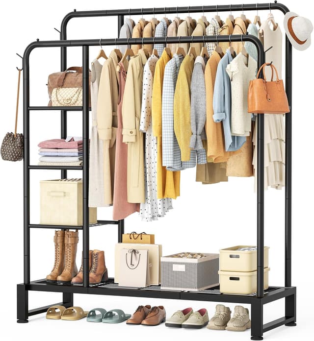 Detalle de Double Rods Clothes Rack 4-Tier Organizer