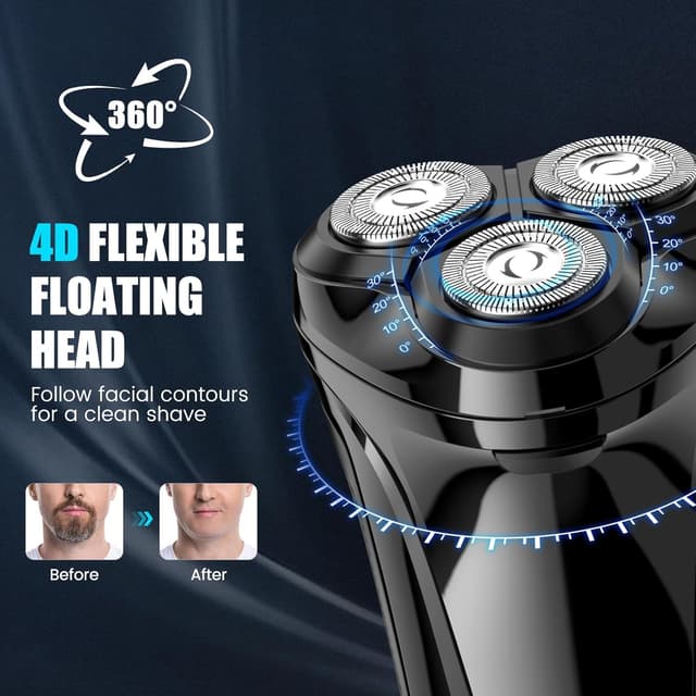 Detalle 2 de Brightup Electric Razor Waterproof cordless rotary shaver for men