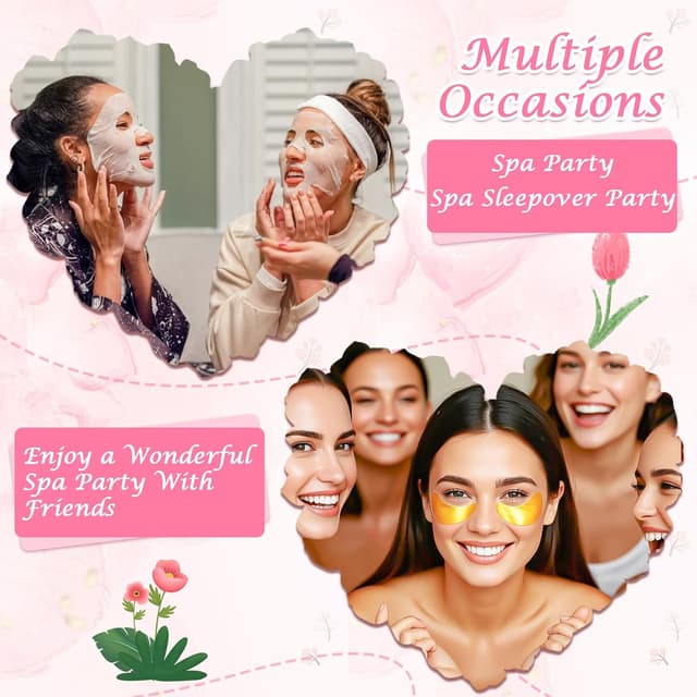 Detalle de KONEUK 120 PCS Spa Party Supplies Kit for Women (Face Masks, Under-Eye Patches, Hand Cream, Foot Bath Bombs & More)