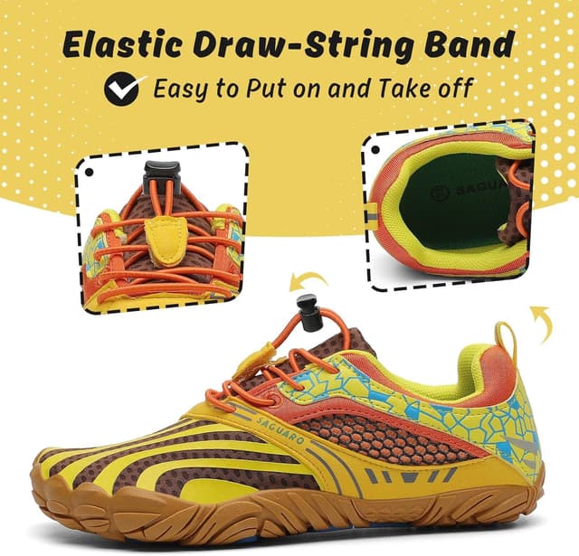 Detalle de SAGUARO Enfants Chaussures minimalistes respirantes pour trail (GR.24-36) – modèle jaune