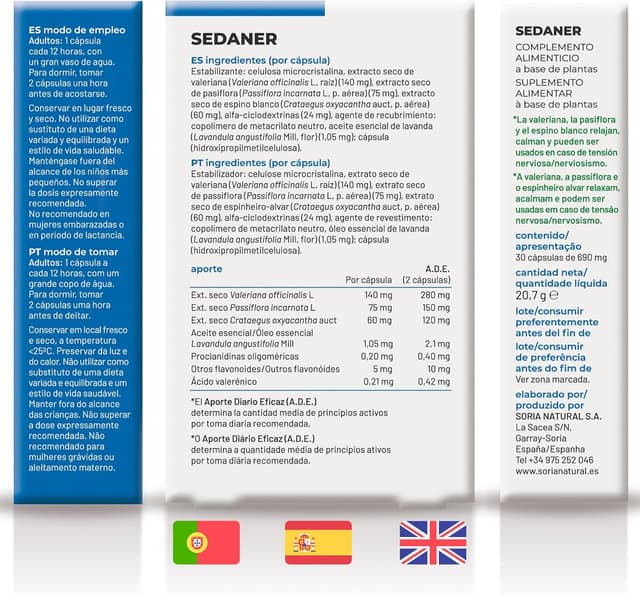 Thumbnail 6 de Soria Natural Sedaner 30 cápsulas relajación