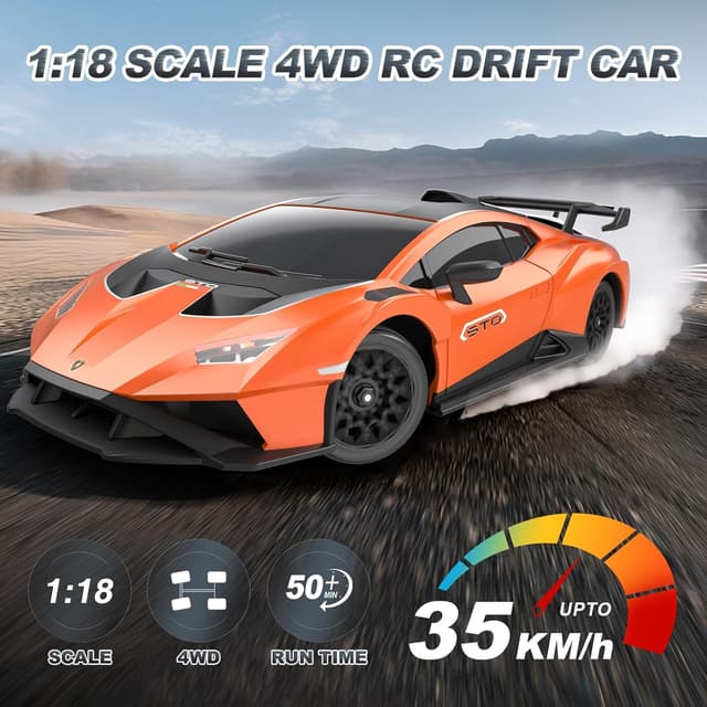 Detalle de Lamborghini RC Drift Car (1:18) 4WD remote control drift car with full-proportional throttle and LED lights