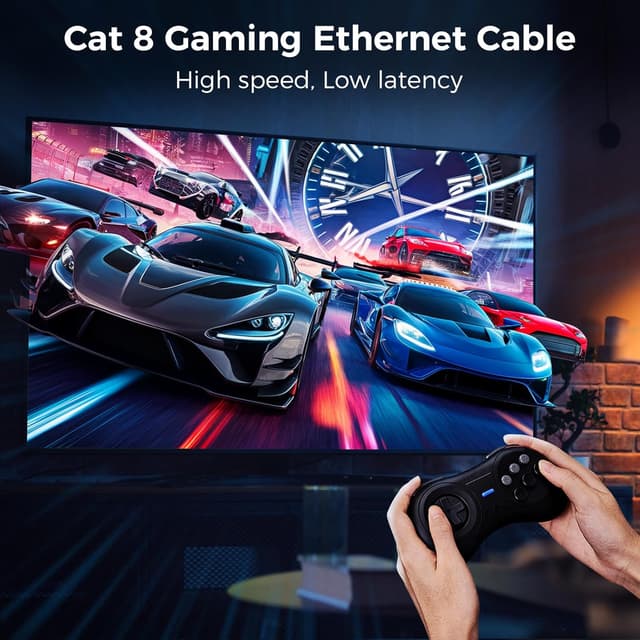 Detalle de CABNEER Cat 8 Ethernet-Kabel 35 m (40 Gbps, 2000 MHz) – doppelt geflochtenes RJ45 LAN-Kabel für Gaming, Streaming & Heimnetz