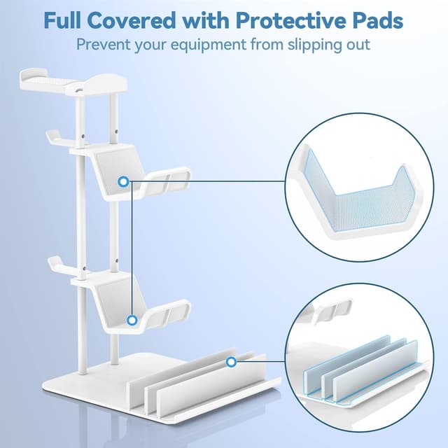 Detalle de KDD Headphone Stand & Game Controller Holder for Desk (White) with Cable Hole Design
