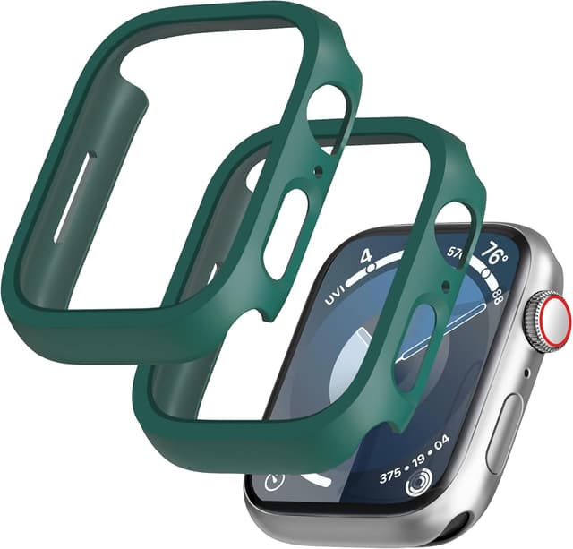 Detalle de GEEDOOWIN Schutzhülle für Apple Watch Series 9/8/7 41 mm (2er-Set) – ultradünner Hart-PC-Rahmen, grün