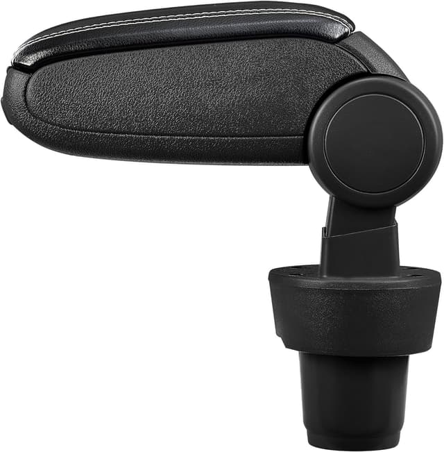 Detalle 2 de pro.tec Mittelarmlehne Armauflage mit Staufach (gepolstert) für Seat Mii – schwarz mit weißen Nähten