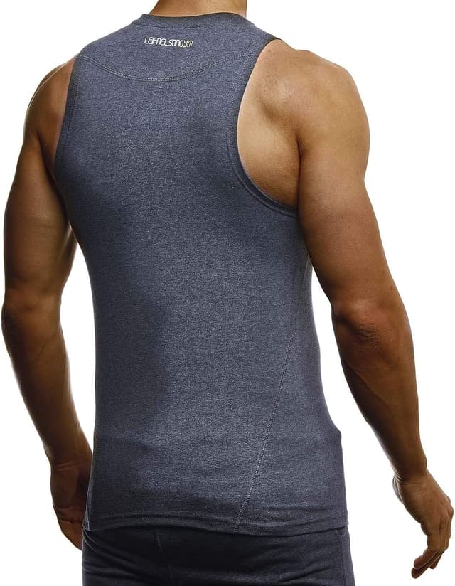 Detalle de Leif Nelson Sport canotta fitness da uomo LN-8283: canotta traspirante con stampa neon