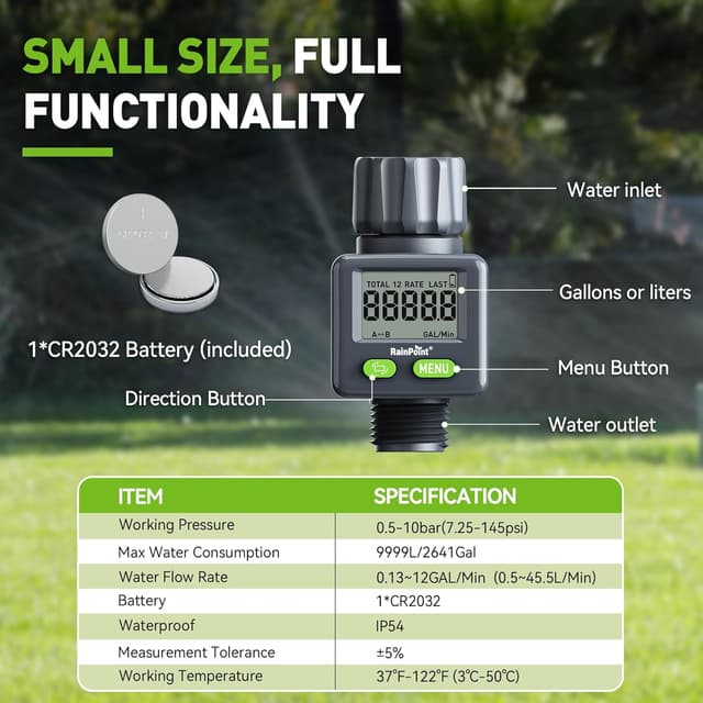 Thumbnail 6 de RAINPOINT Medidor de Flujo de Agua Digital 4 Modos