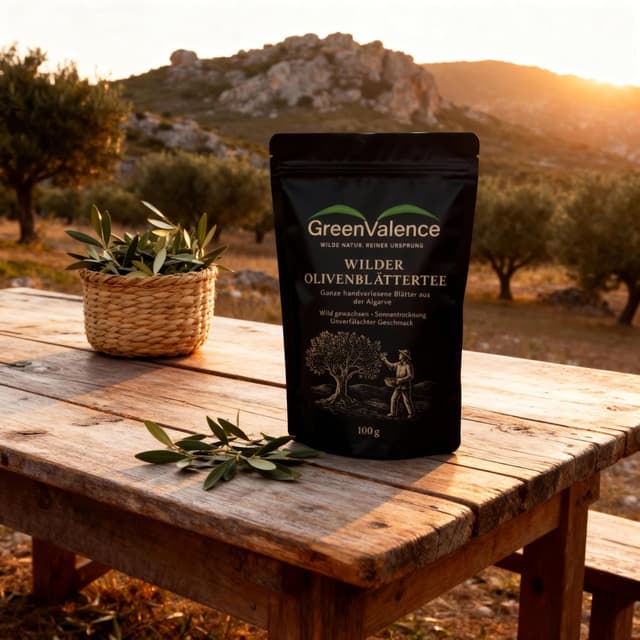 Detalle de GreenValence Wilder Olivenblättertee aus dem Algarve (100 g) – sonnengetrocknet, naturrein