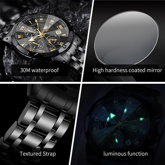 Thumbnail 5 de OLEVS Männer Uhr Quarz Luxus Chronograph 3 ATM