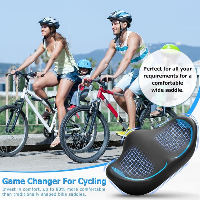 Detalle de CDYWD Noseless Oversized Bike Seat Cushion (Extra-Wide Padded) for Comfort on Peloton, Stationary Bikes, City & Beach Cruisers