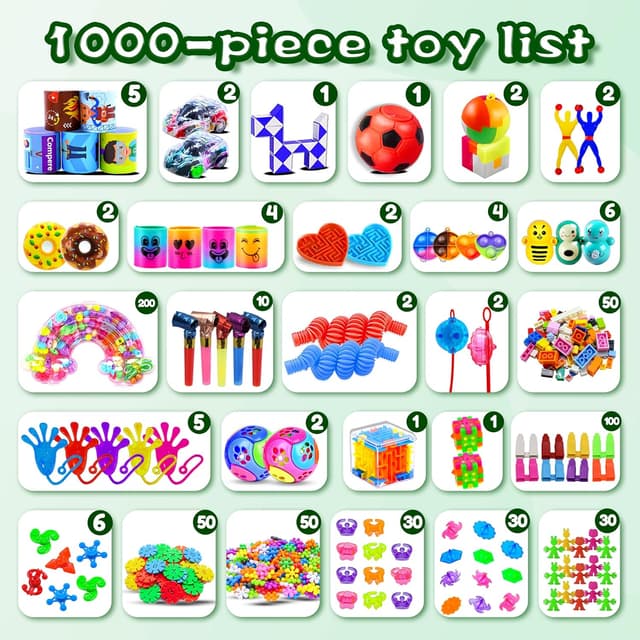 Detalle de 1000Pcs Party Favors for Kids Fidget Toys Bulk Pack (Treasure Box Rewards & Classroom Prizes)