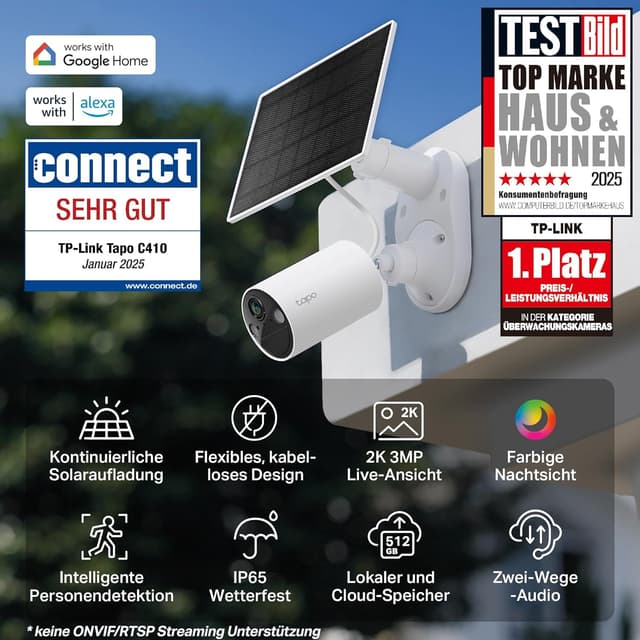 Detalle de Tapo C410 Kit Solar-Überwachungskamera außen mit Akku, 2K (3 MP) & Personenerkennung