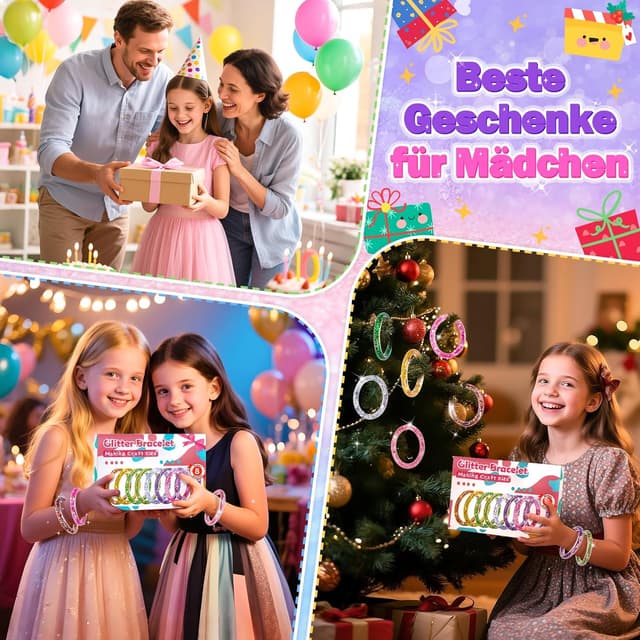 Thumbnail 5 de Bastelset Glitzerarmbänder 8er Set 🎨