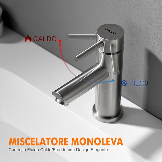 Thumbnail 3 de Ibergrif M11103 Rubinetto lavabo moderno grigio