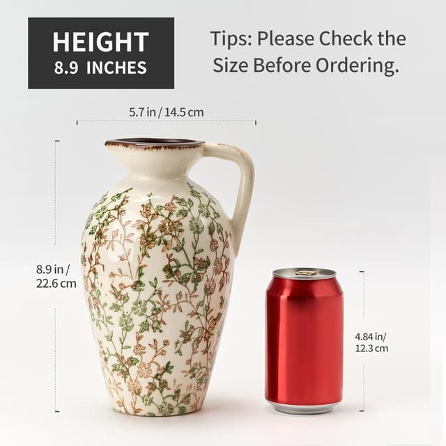 Thumbnail 3 de Green and Beige Antique Vase 8.9 Inch