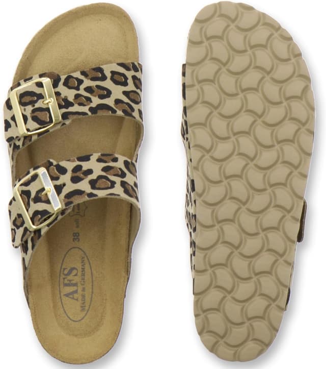 Detalle 2 de AFS-Schuhe 2100 Damen-Pantoletten aus echtem Leder mit verstellbarer Schnalle (Made in Germany)