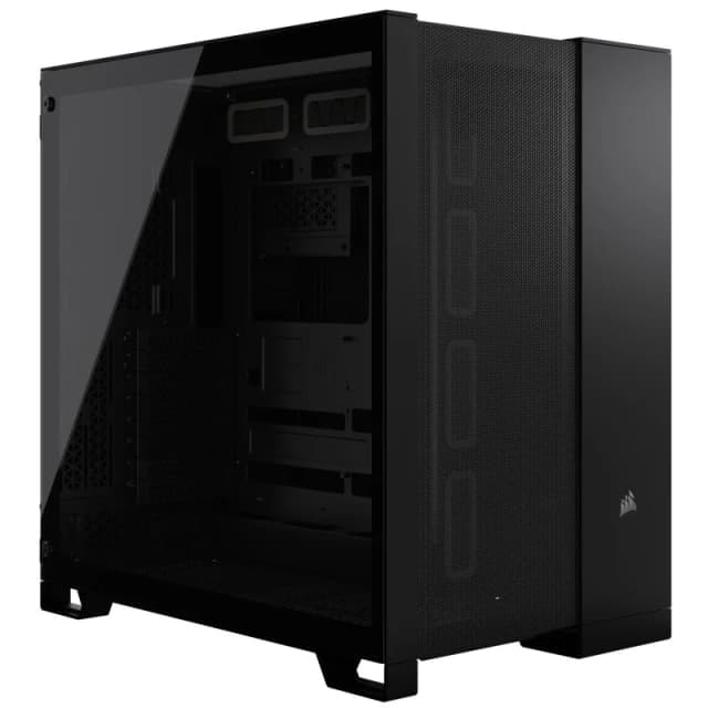 Detalle de Corsair 6500D AIRFLOW semitorre ATX de doble cámara con cristal templado y USB‑C (negra)