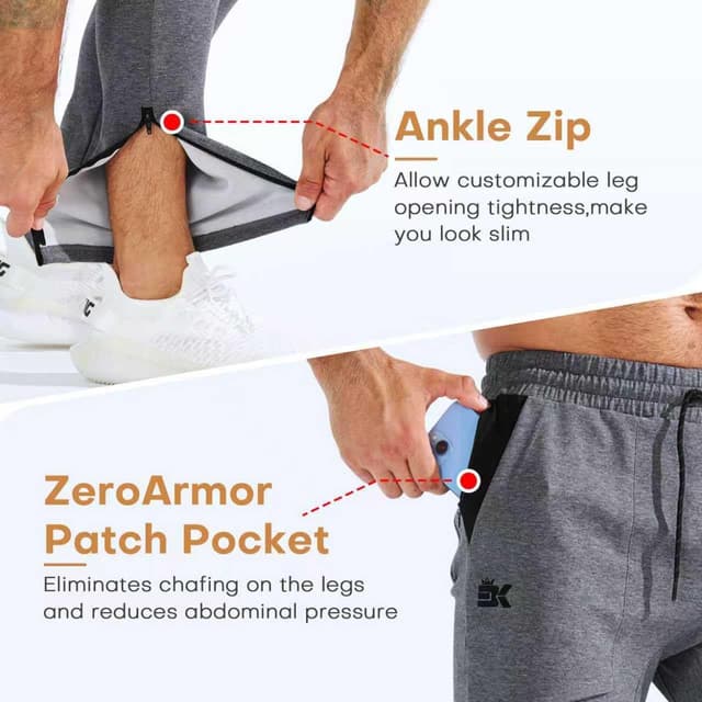 Detalle de BROKIG Mens Zero Armor gym jogger bottoms with zip pockets