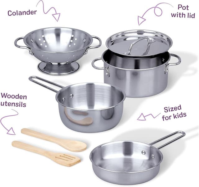 Thumbnail 5 de Melissa & Doug 8 Piece Stainless Steel Play Cookware