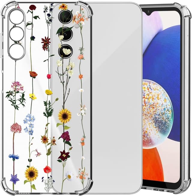 Detalle de ChoosEU Transparente Hülle für Samsung Galaxy A25 5G – dünnes TPU/Silikon Case mit Blumenmotiv