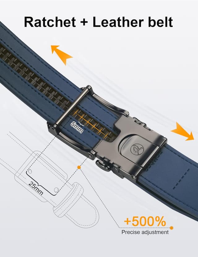 Detalle de JUKMO 1.5" (38mm) Leather Ratchet Belt for Men in Gift Box