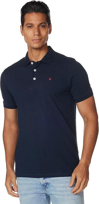 Detalle de Jack & Jones Polo Hombre Jjepaulos Slim Navy & Red