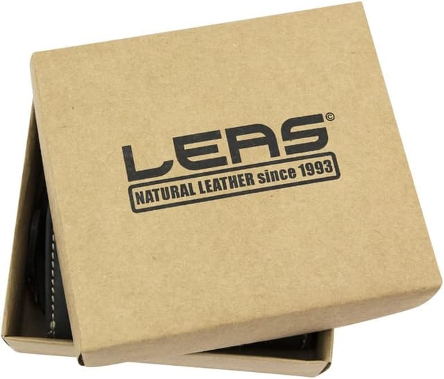 Detalle 2 de LEAS Schlüsseltasche extra groß mit 2 Ringen & Geschenkbox aus Echt-Leder (Vintage Collection) – schwarz, 15x8x1 cm