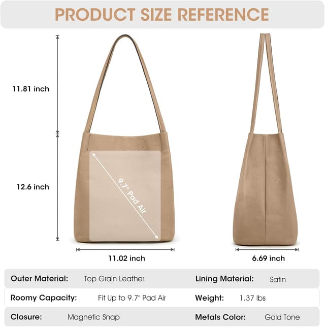 Thumbnail 2 de Kattee Damen Schultertasche aus weichem Echtleder mit magnetischem Druckknopfverschluss