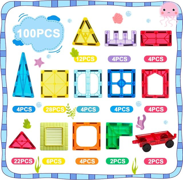 Detalle 2 de Anbalulu Magnetic Tiles 100-piece 🧩