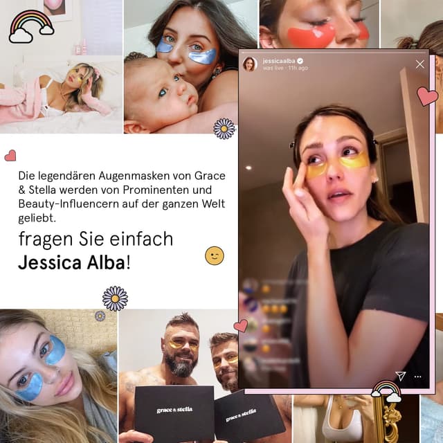 Detalle 2 de grace & stella Augenpads gegen Augenringe, Tränensäcke & Falten (24 Paare, blau)