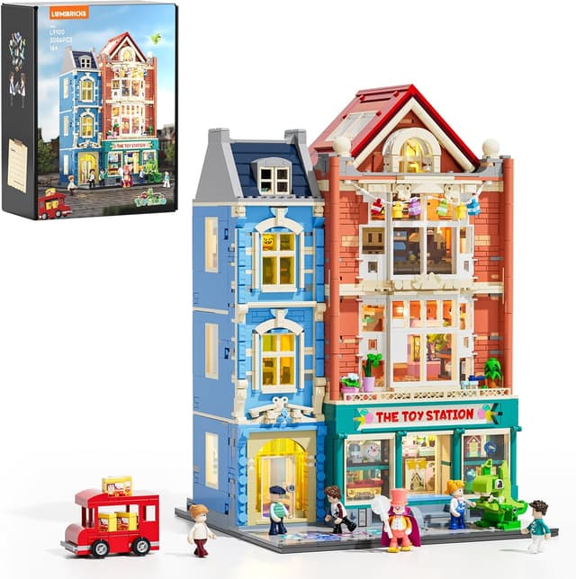 Detalle de Lumibricks Lumibricks Toy Store Building Set with Light (3086 pcs) – modular 2-in-1 Bauhaus & dollhouse model with USB lighting