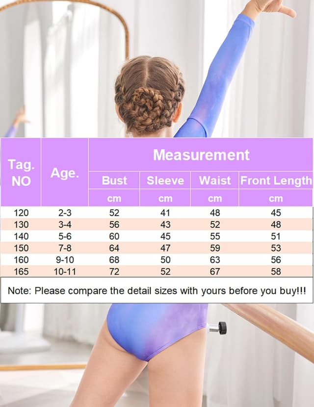 Detalle 2 de Trudge body per danza e ginnastica classica a maniche lunghe per bambine (3–12 anni)