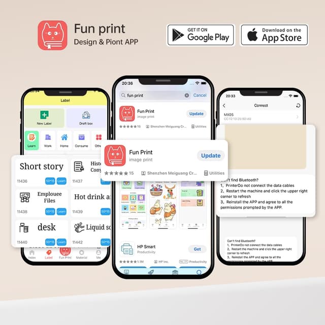 Detalle 1 de cabaro Mini Drucker 3 Rollen Bluetooth