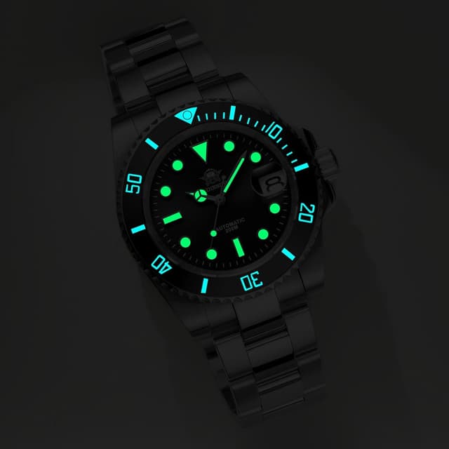 Detalle de ADDIESDIVE AD2503 Herren-Automatikuhr mit Saphirglas, 200 m Wasserdichtigkeit und Saphirglas